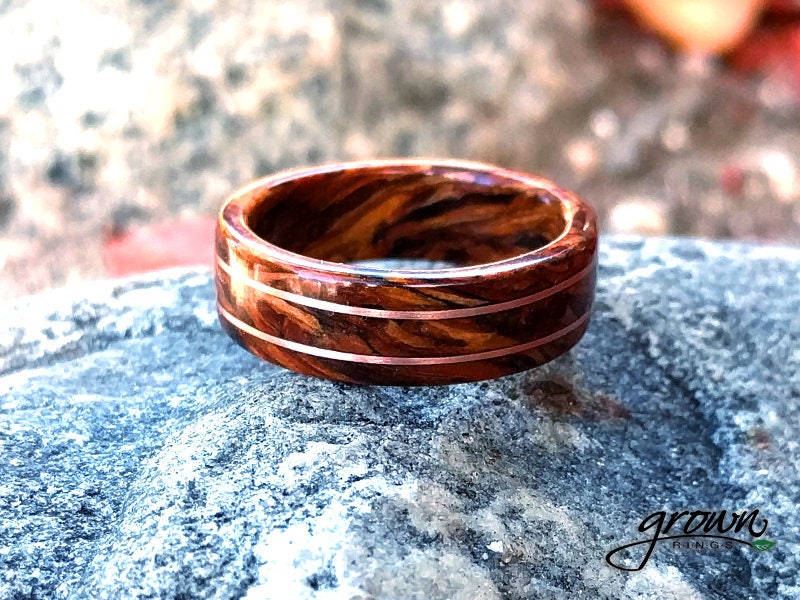 Reclaimed Wood Ring - 1920s Douglas Fir with solid 14k Rose Gold Inlay Wood and Gold Rings Wedding Bands GrownRings Rose Gold, 1920s Reclaimed Douglas Fir, wood, gold, Handmade, Earth materials, Wood Ring, Man wedding band, Reclaimed Wood, gold ring for man, gold ring for woman, Rose gold ring woman