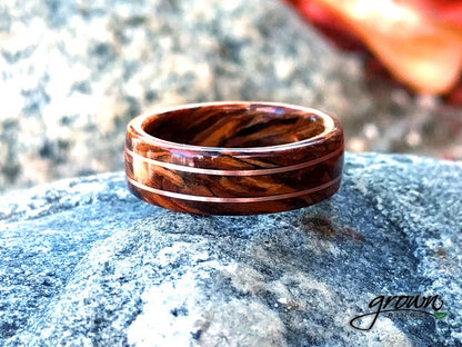 Reclaimed Wood Ring - 1920s Douglas Fir with solid 14k Rose Gold Inlay Wood and Gold Rings Wedding Bands GrownRings Rose Gold, 1920s Reclaimed Douglas Fir, wood, gold, Handmade, Earth materials, Wood Ring, Man wedding band, Reclaimed Wood, gold ring for man, gold ring for woman, Rose gold ring woman