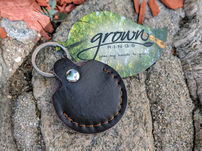 Leather Ring Holder, Pouch, Pocket, Keyring Accessories Gifts For The Couple GrownRings Grown Rings, Custom Gift, Engagement, Graduation, Anniversary, wedding, leather, metal, key chain, wood, Nurses, Builder, Contruction