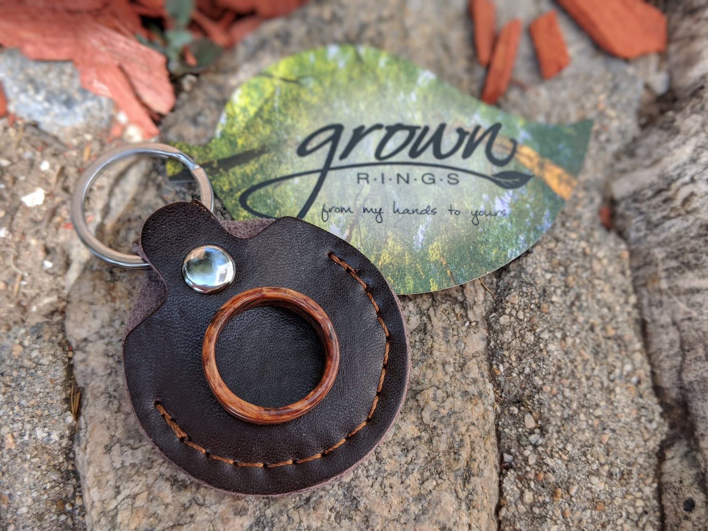 Leather Ring Holder, Pouch, Pocket, Keyring Accessories Gifts For The Couple GrownRings Grown Rings, Custom Gift, Engagement, Graduation, Anniversary, wedding, leather, metal, key chain, wood, Nurses, Builder, Contruction