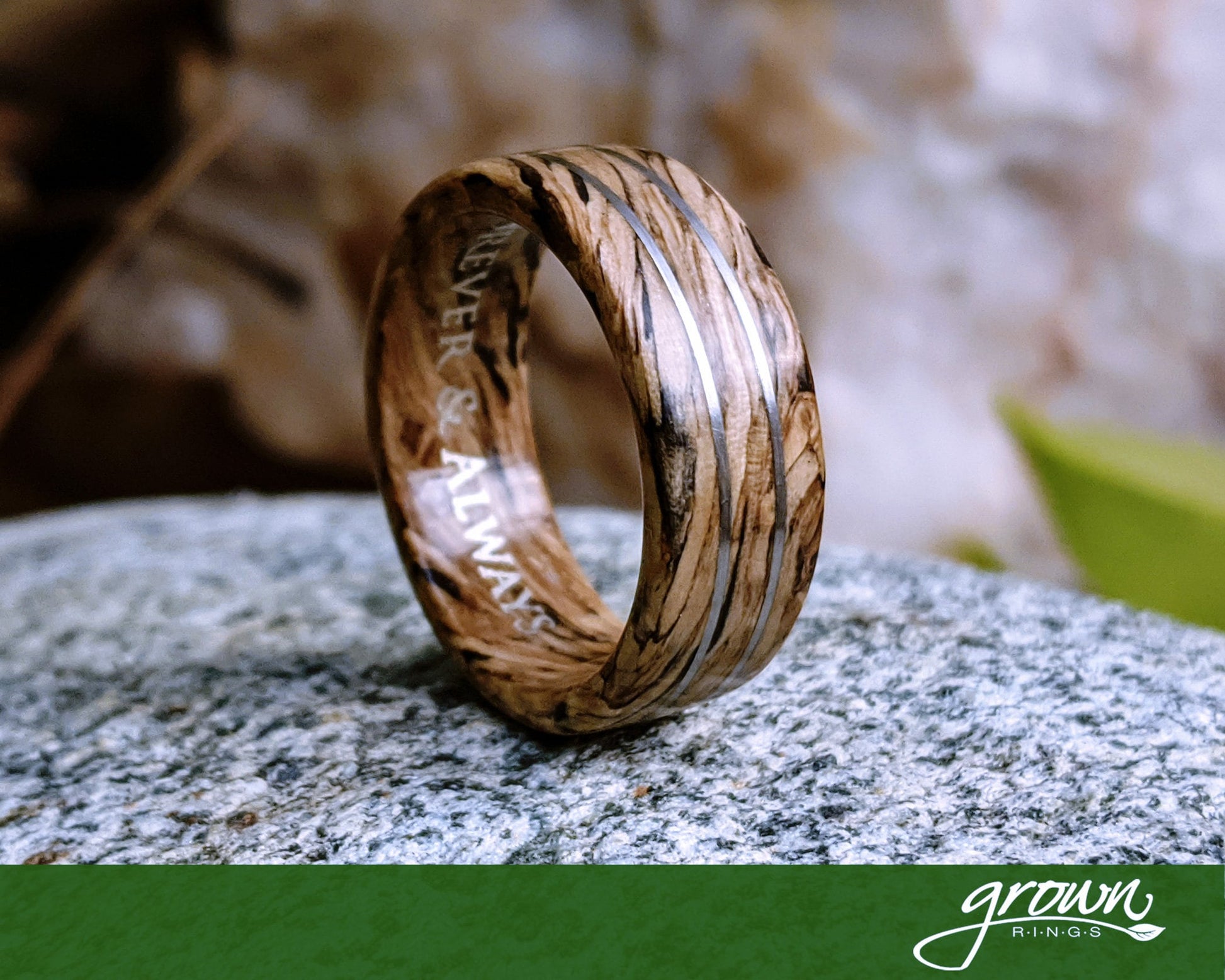 Jameson Whiskey Barrel Wood Ring with Platinum Inlay Jameson Whiskey Rings Wedding Bands GrownRings Whiskey Barrel Ring, White oak, Handmade, Reclaimed Wood, mens ring handmade, custom wood ring, Womens ring, rings made of wood, Bartender Gift, Anniversary gift, Irish wedding, Jameson Whiskey Barrel, platinum ring