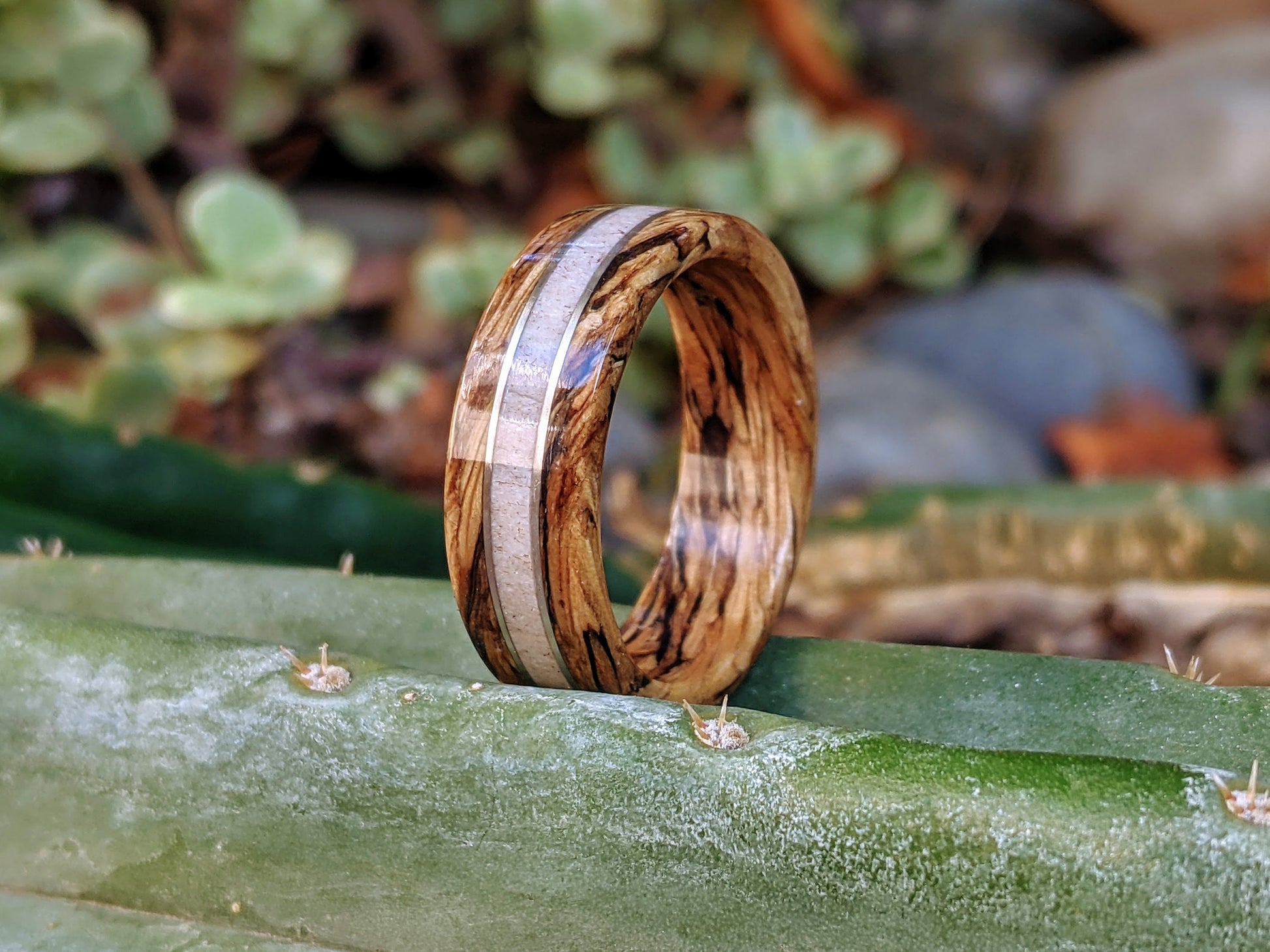 Whiskey Barrel Wood Ring with 14k Rose Gold and Deer Antler Inlay, made with Jack Daniels Whiskey Barrel Jack Daniels Rings Wedding Bands GrownRings Whiskey Barrel Ring, White oak, Handmade, Reclaimed Wood, mens ring handmade, custom wood ring, Womens ring, rings made of wood, Bartender Gift, Anniversary gift, Jack Daniels, gift for her, rose gold ring