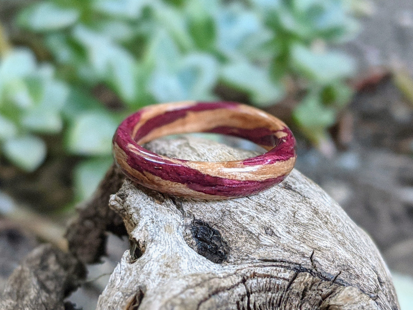 Purpleheart & Cherrywood Wood Ring All Wood Rings Wedding & Engagement GrownRings 6mm wide, Handmade, Wood ring, wood ring women, wooden ring, wood ring men, wood engagement ring, wood rings for men, wood rings for women, resin ring, wood resin ring, cherrywood, Purpleheart