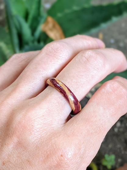 Purpleheart & Cherrywood Wood Ring All Wood Rings Wedding & Engagement GrownRings 6mm wide, Handmade, Wood ring, wood ring women, wooden ring, wood ring men, wood engagement ring, wood rings for men, wood rings for women, resin ring, wood resin ring, cherrywood, Purpleheart