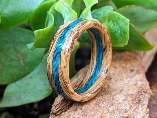 Whiskey Barrel and Blue Hickory Wood Ring, made with Jack Daniels Whiskey Barrel Jack Daniels Rings Wedding Bands GrownRings Whiskey Barrel Ring, White oak, Handmade, Reclaimed Wood, mens ring handmade, custom wood ring, Womens ring, rings made of wood, Bartender Gift, Anniversary gift, platinum ring, Jack Daniels, gift for her