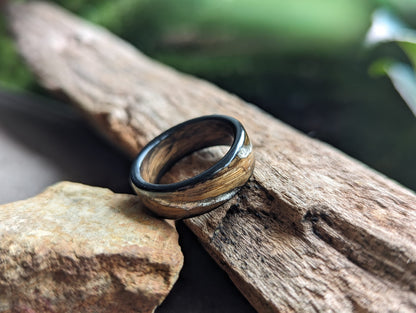 Jameson Whiskey Barrel Wood Ring with Smoked Edges and Platinum Spiral Vein Inlays Jameson Whiskey Rings Wedding Bands GrownRings Jack Daniels Barrel, Whiskey Barrel Ring, White oak, Handmade, Reclaimed Wood, mens ring handmade, custom wood ring, Womens ring, rings made of wood, Bartender Gift, Anniversary gift, Irish wedding, Jameson Whiskey Barrel