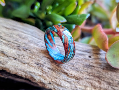 Bloodwood and Blue Maple Wood Ring All Wood Rings Bands GrownRings Hard Maple, Bloodwood, wood ring women, wooden ring, wood ring men, wood engagement ring, wood rings for men, wood rings for women, resin ring, wood resin ring, wood wedding ring, wood wedding band, mens wood wedding band