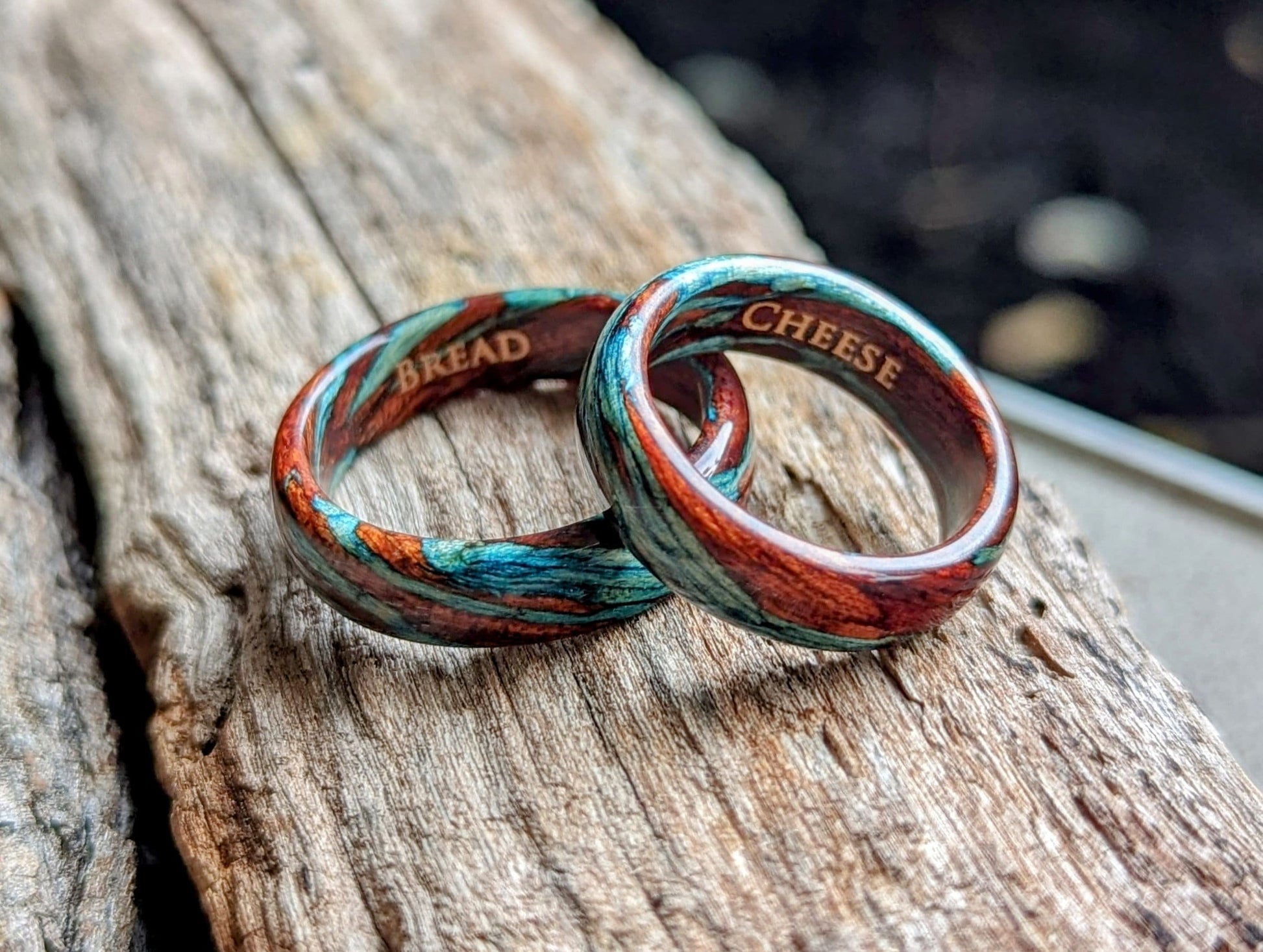 Bloodwood and Blue Maple Wood Ring All Wood Rings Bands GrownRings Hard Maple, Bloodwood, wood ring women, wooden ring, wood ring men, wood engagement ring, wood rings for men, wood rings for women, resin ring, wood resin ring, wood wedding ring, wood wedding band, mens wood wedding band