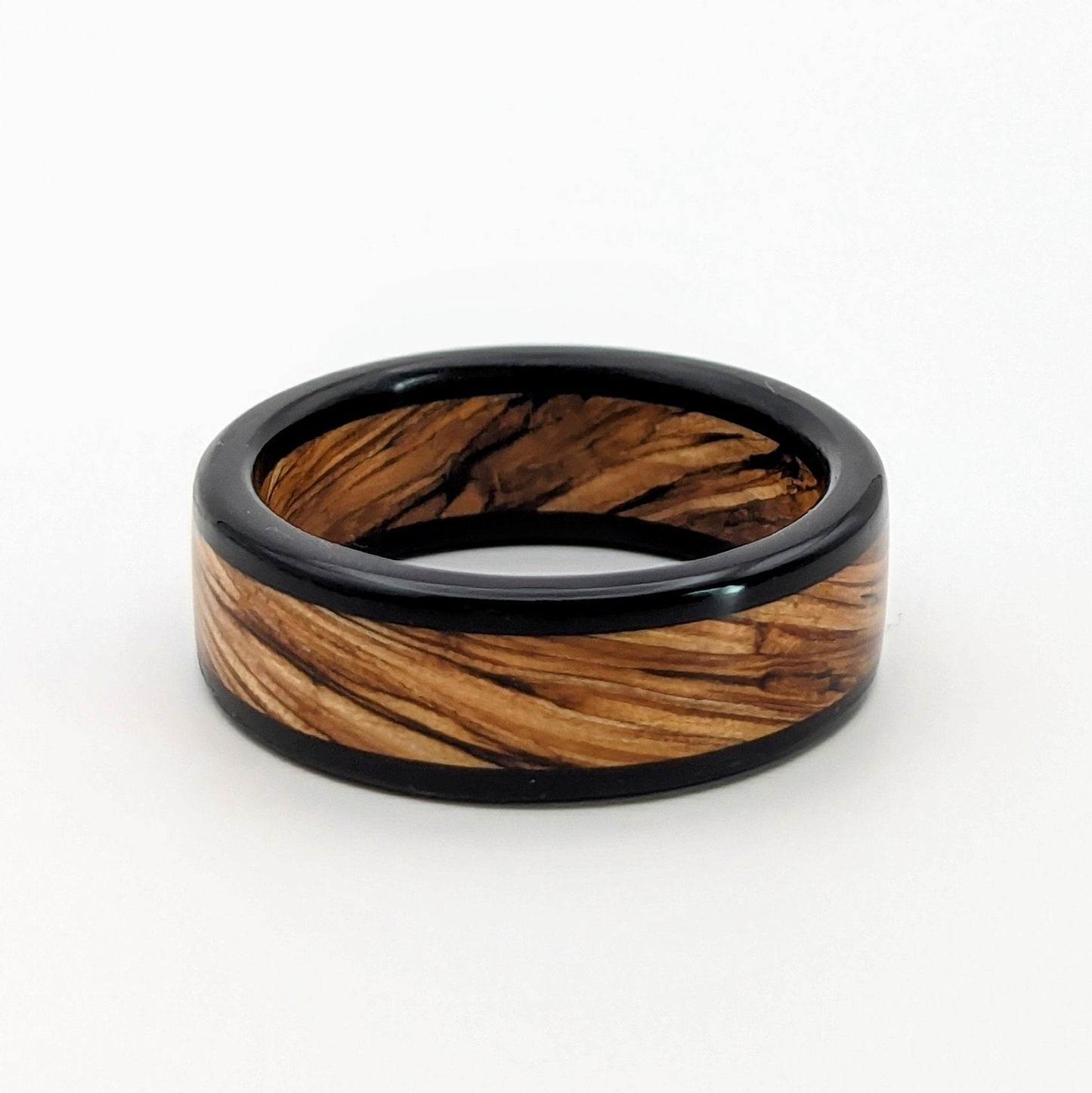 Whiskey Barrel and Ebony Wood Ring, made with Jack Daniels Whiskey Barrel Jack Daniels Rings Wedding Bands GrownRings Whiskey Barrel Ring, White oak, Handmade, Reclaimed Wood, mens ring handmade, custom wood ring, Womens ring, rings made of wood, Bartender Gift, Anniversary gift, platinum ring, Jack Daniels, ebony