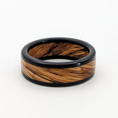 Whiskey Barrel and Ebony Wood Ring, made with Jack Daniels Whiskey Barrel Jack Daniels Rings Wedding Bands GrownRings Whiskey Barrel Ring, White oak, Handmade, Reclaimed Wood, mens ring handmade, custom wood ring, Womens ring, rings made of wood, Bartender Gift, Anniversary gift, platinum ring, Jack Daniels, ebony