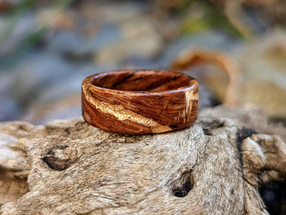 Reclaimed Wood Ring - 1920s Douglas Fir with 22k Rose Gold Vein Inlay Wood and Gold Rings Wedding Bands GrownRings Rose Gold, Handmade, Gold Inlay, mens wedding band, wooden ring men, wooden engagement ring, wooden wedding ring, wooden wedding band, Douglas Fir, Reclaimed Wood, Upcycled, Custom