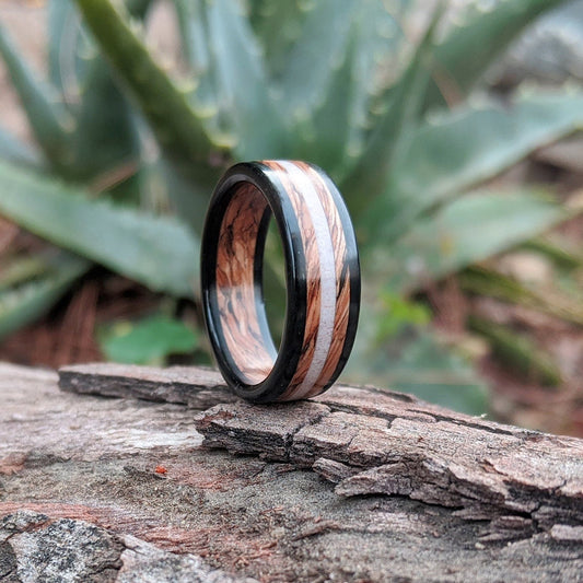 Whiskey Barrel and Ebony Wood Ring with Deer Antler, made with Jack Daniels Whiskey Barrel Jack Daniels Rings Wedding Bands GrownRings Whiskey Barrel Ring, White oak, Handmade, Reclaimed Wood, mens ring handmade, custom wood ring, Womens ring, rings made of wood, Bartender Gift, Anniversary gift, Jack Daniels, gift for her, Ebony