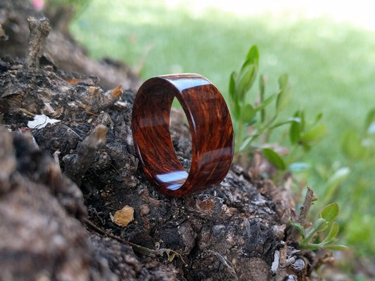 Chechen Wood Ring All Wood Rings Wedding Bands GrownRings Wood, Reclaimed Wood, sustainable wood, Natural, Eco Friendly, Secret wood, mens wood wedding band, mens ring wood, mens ring, Rosewood, Exotic Wood, Rare Wood, Chechen Wood