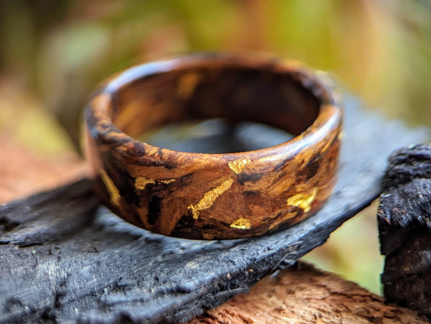 Desert Ironwood Wood Ring with 24K Gold Inlay Wood and Gold Rings Wedding Bands GrownRings Gold, Desert Ironwood, 24k Gold, Handmade, Reclaimed Wood, mens ring, mens gold ring, unique wedding bands, cool mens rings, Mens Ring Handmade, wooden wedding rings Koa wood rings alt, wooden rings, Male wedding bands