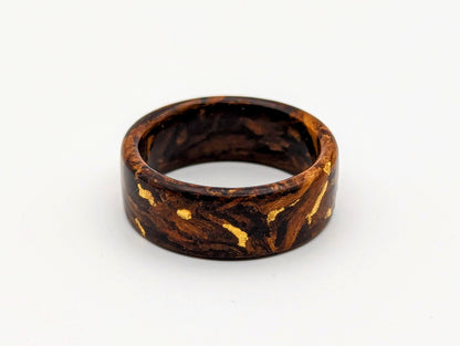 Desert Ironwood Wood Ring with 24K Gold Inlay Wood and Gold Rings Wedding Bands GrownRings Gold, Desert Ironwood, 24k Gold, Handmade, Reclaimed Wood, mens ring, mens gold ring, unique wedding bands, cool mens rings, Mens Ring Handmade, wooden wedding rings Koa wood rings alt, wooden rings, Male wedding bands