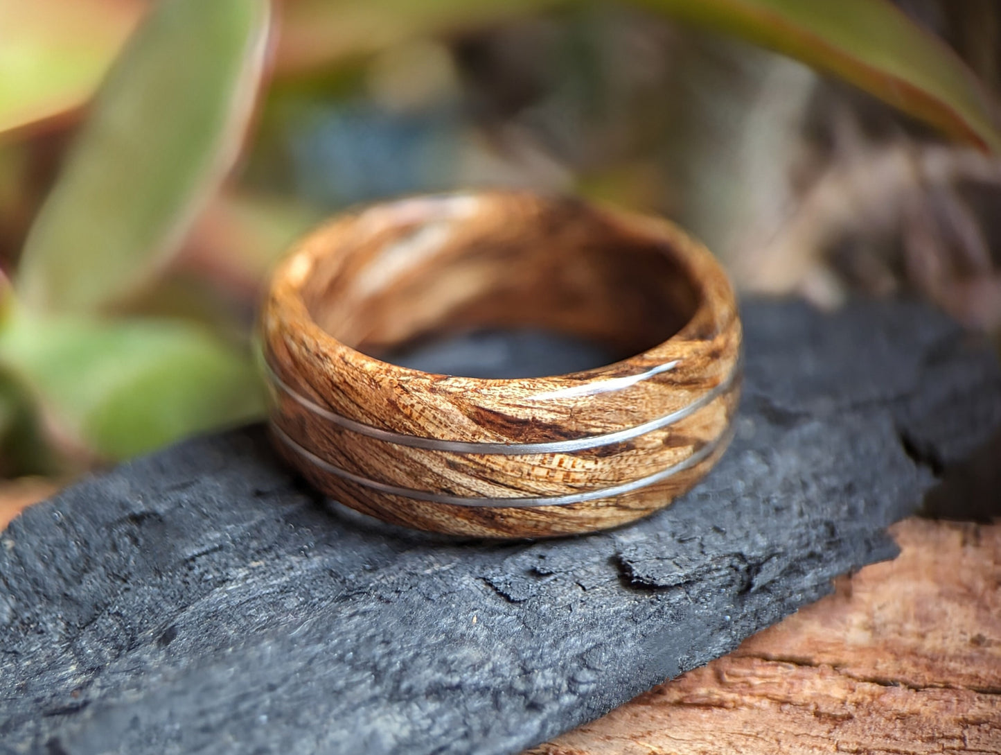 Hawaiian Koa Wood Ring with Platinum Inlay Wood and Gold Rings Wedding Bands GrownRings Rose Gold, wood, gold, Handmade, Natural jewerlry, Earth materials, Wood Ring, Man wedding band, Reclaimed Wood, gold ring for man, Platinum wood wedding ring, surfer, beach