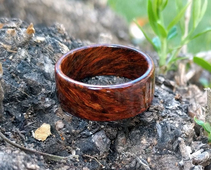 Chechen Wood Ring All Wood Rings Wedding Bands GrownRings Wood, Reclaimed Wood, sustainable wood, Natural, Eco Friendly, Secret wood, mens wood wedding band, mens ring wood, mens ring, Rosewood, Exotic Wood, Rare Wood, Chechen Wood