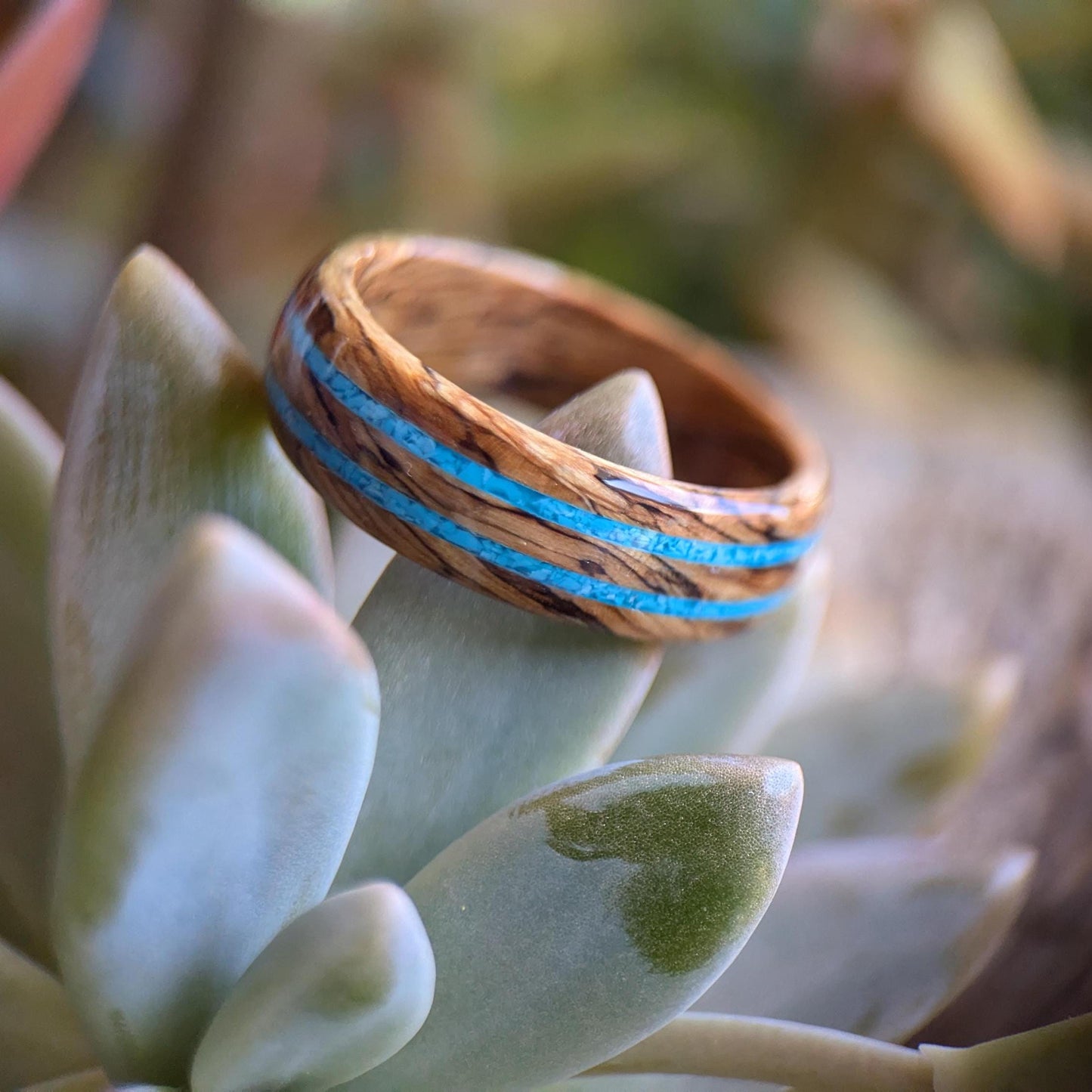 Whiskey Barrel Wood Ring with Turquoise Inlay, made with Jack Daniels Whiskey Barrel Jack Daniels Rings Wedding Bands GrownRings Whiskey Barrel Ring, White oak, Handmade, Reclaimed Wood, mens ring handmade, custom wood ring, Womens ring, Anniversary gift, platinum ring, Jack Daniels, gift for her, blue ring, stone