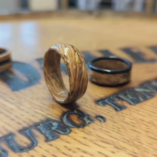 Tennessee Whiskey Barrel Spiral Grain Wood Ring. Handmade, Custom, Wooden Wedding Bands by Grown Rings.