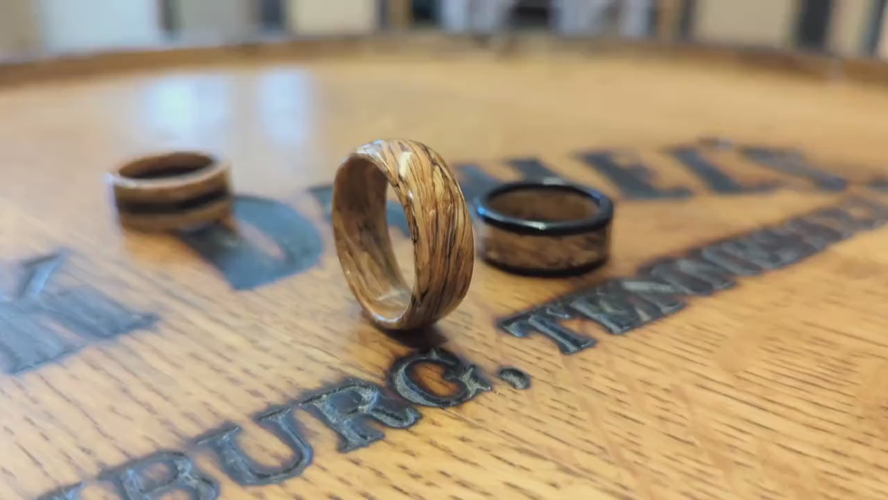 Tennessee Whiskey Barrel Spiral Grain Wood Ring. Handmade, Custom, Wooden Wedding Bands by Grown Rings.